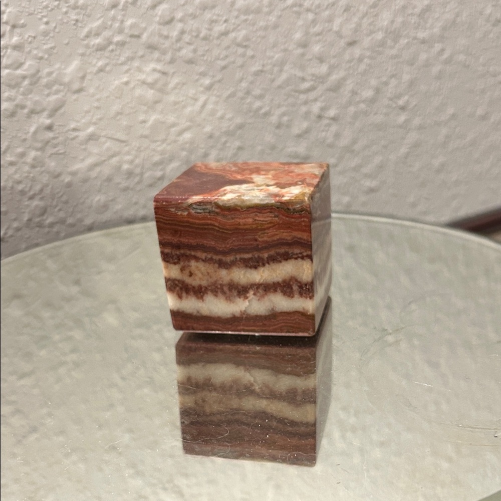 Striped Stone Cube Decor paperweight rustic, Dad Core